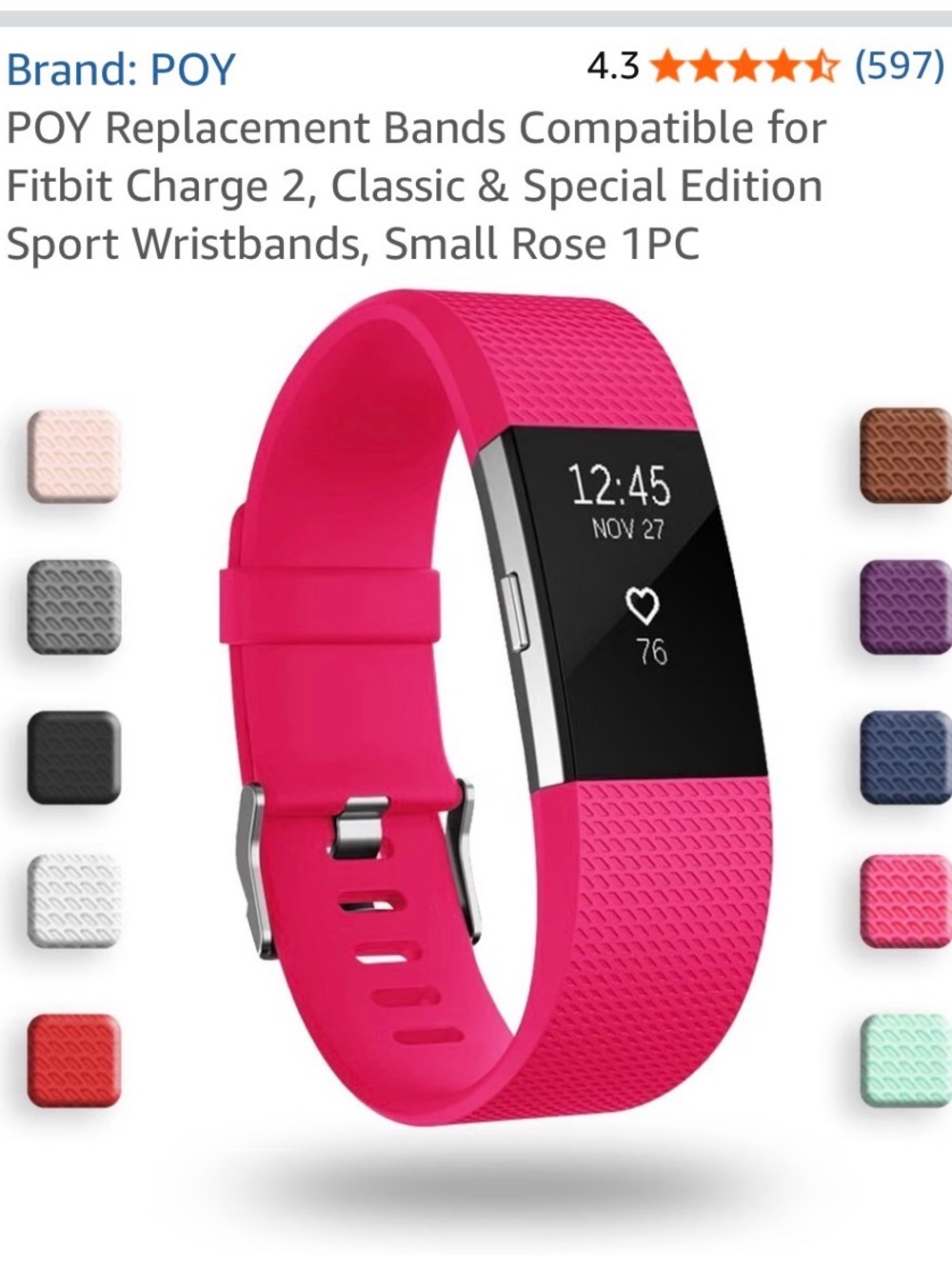 3x Replacement Sport Wristband for Fitbit Charge 2 - Rose Pink, Navy, Grey NWT